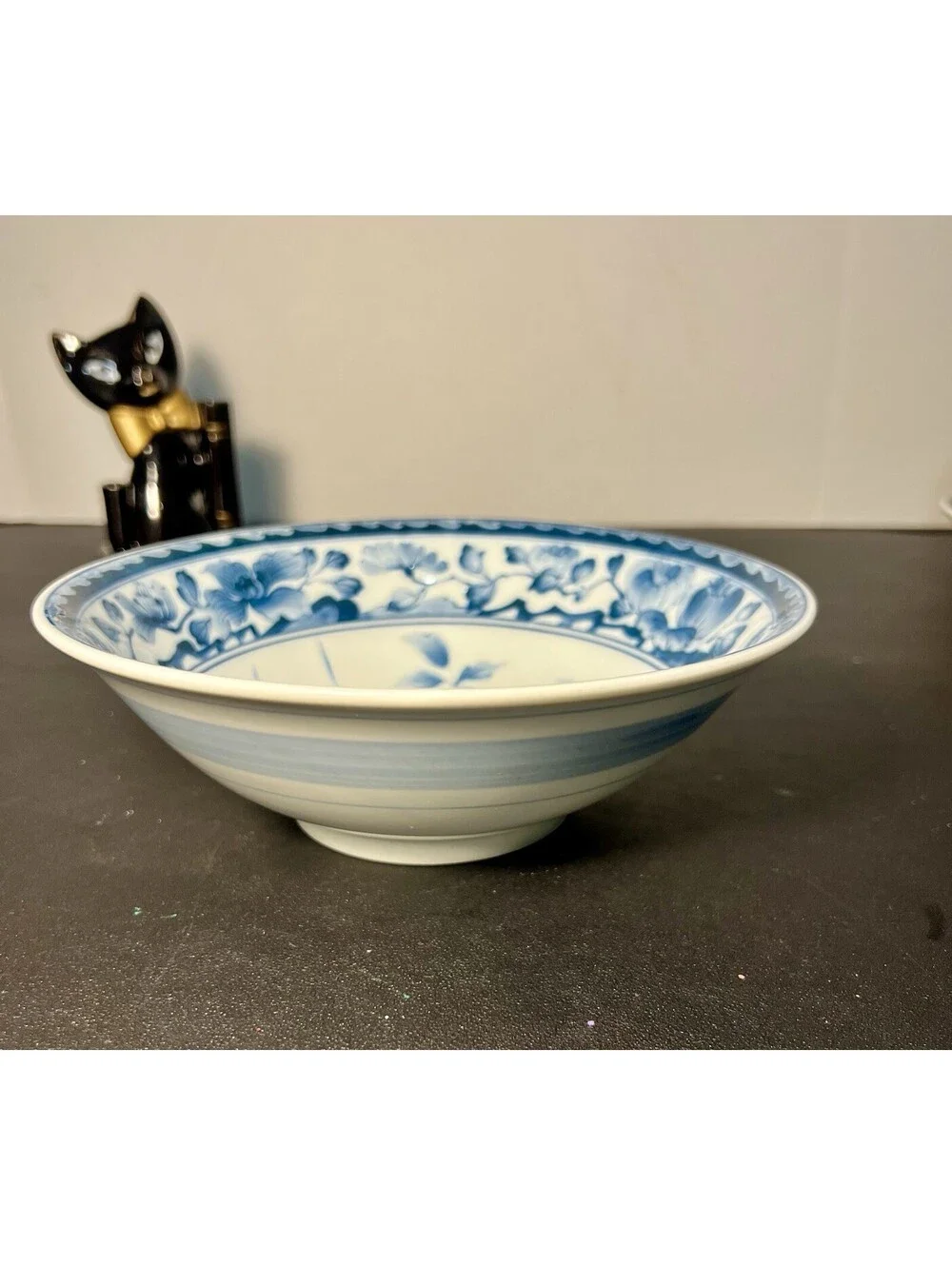 Takamine Kiln Japan 1970s Set Of 2 Serving Bowls Porcelain Blue White, 8x2.75”